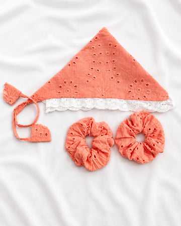 Peach Bloom Bandana + 2 Scrunchies