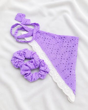 Lavender Bloom Bandana + 2 Scrunchies