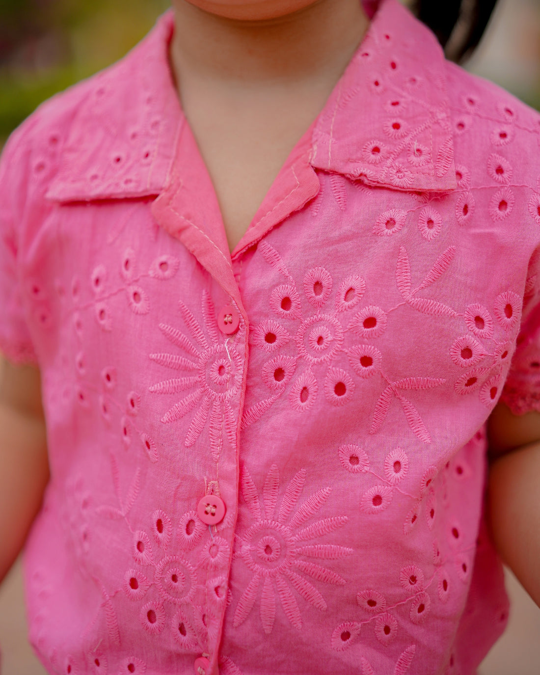 Bloom Tie Chikankari Top – Pink