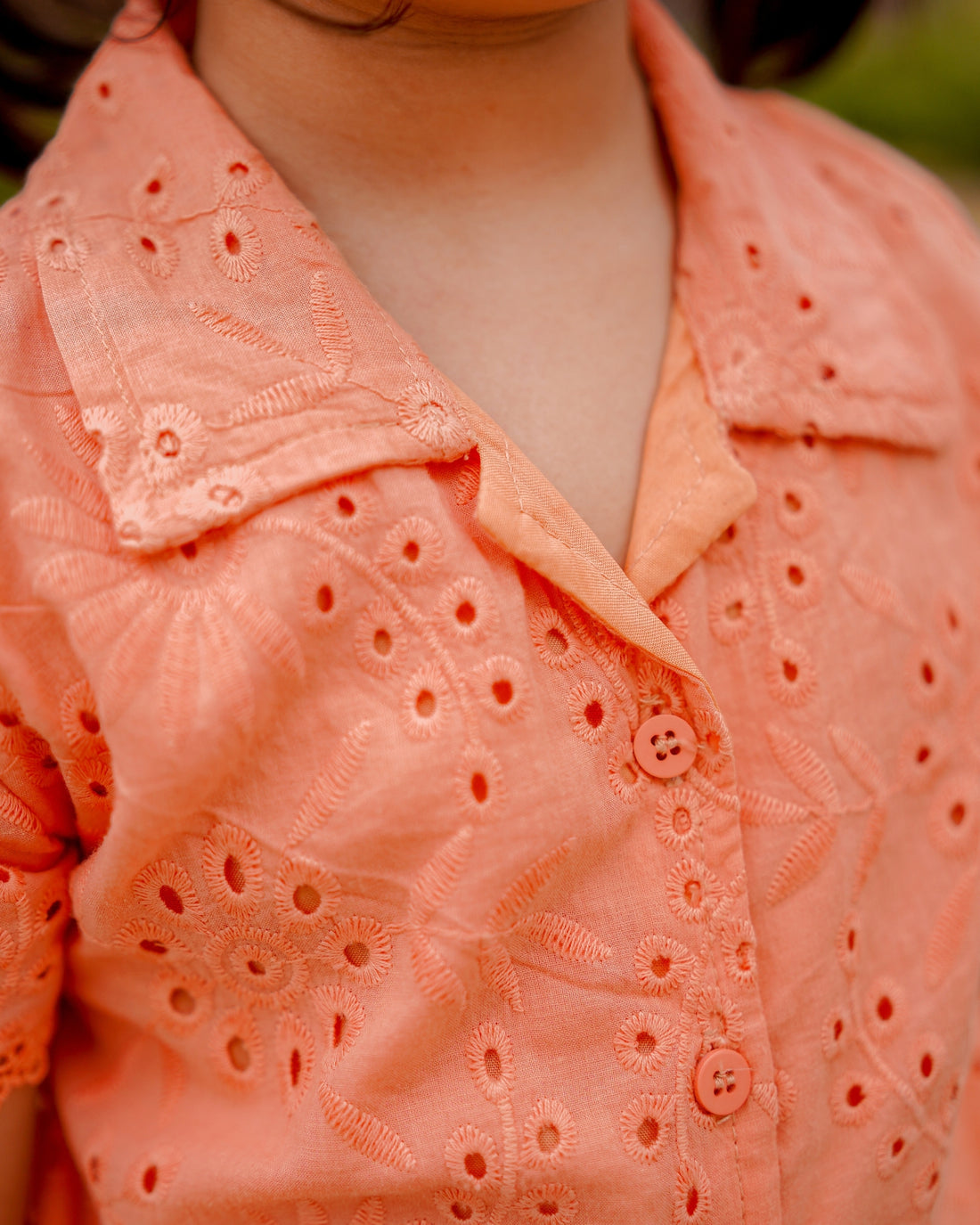 Bloom Tie Chikankari Top – Peach