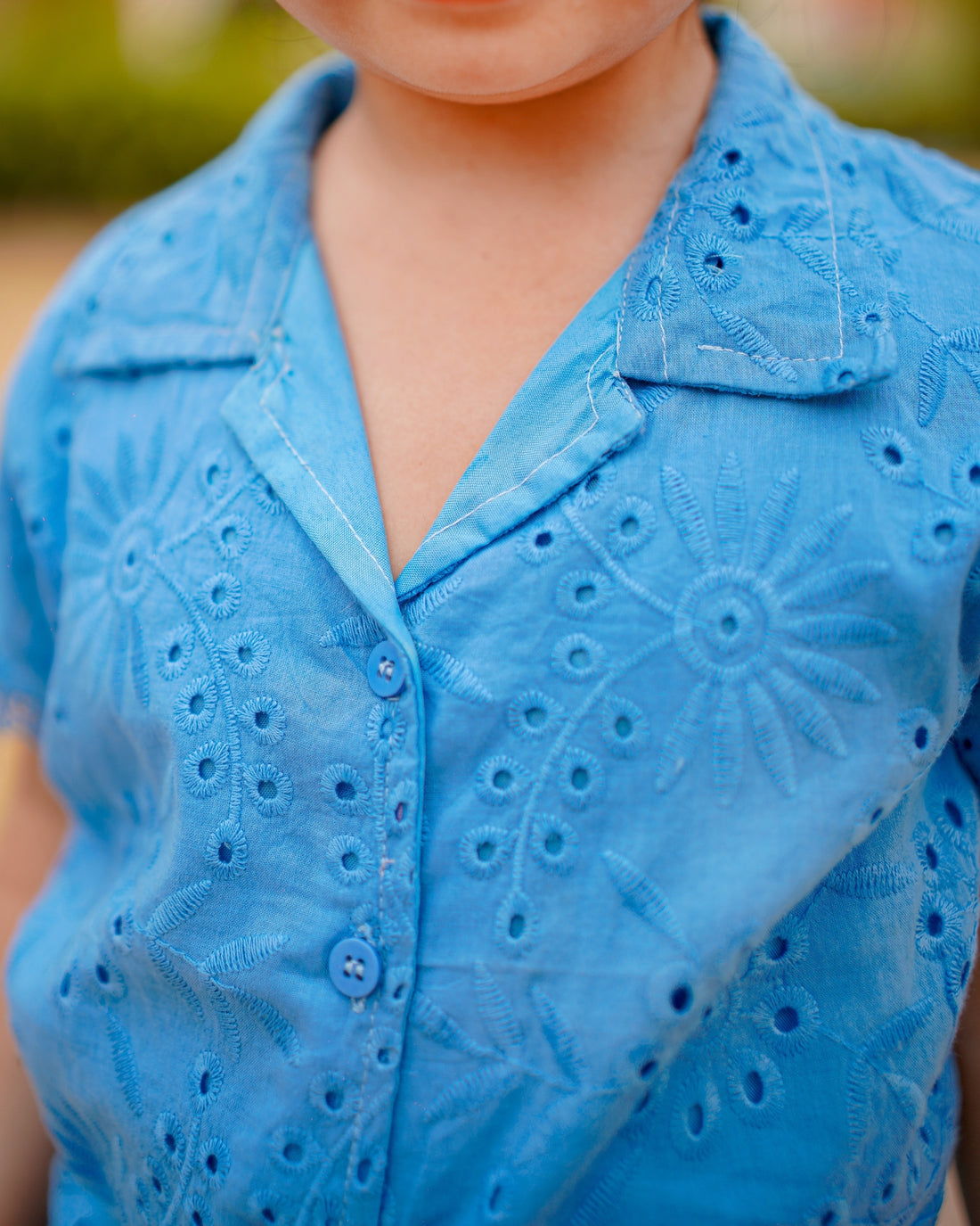 Bloom Tie Chikankari Top – Sky Blue