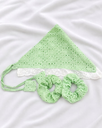Mint Bloom Bandana + 2 Scrunchies